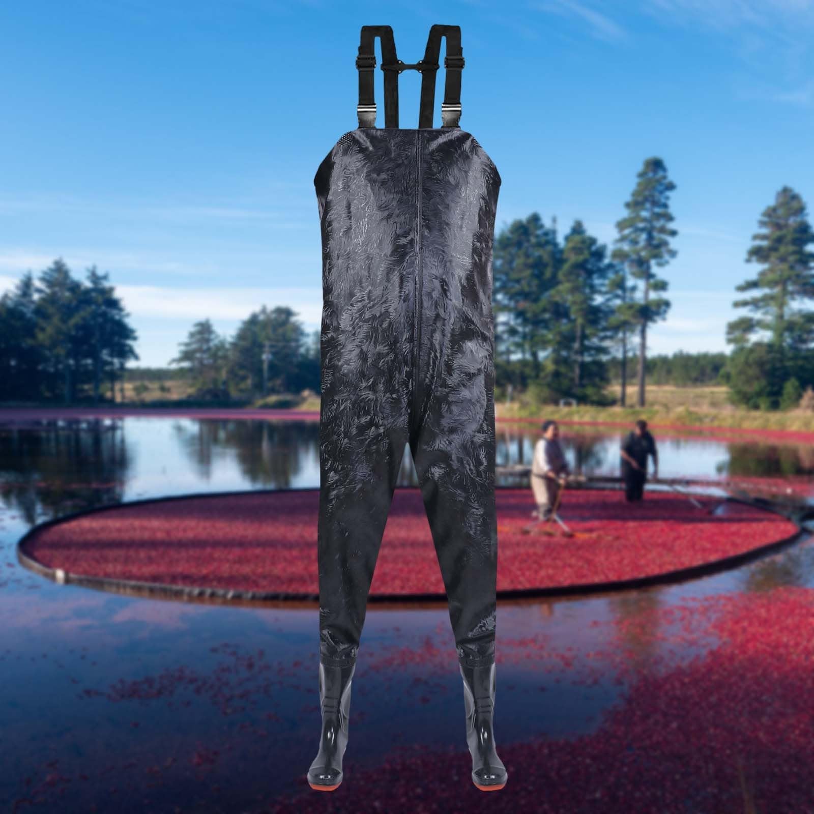 IQYU Pantaloni da lavoro da uomo blu salopette da uomo: trampolieri da uomo impermeabili in neoprene pantaloni da pesca impermeabili con stivali, pantaloni funzionali per la pesca, fattorie, giardini,