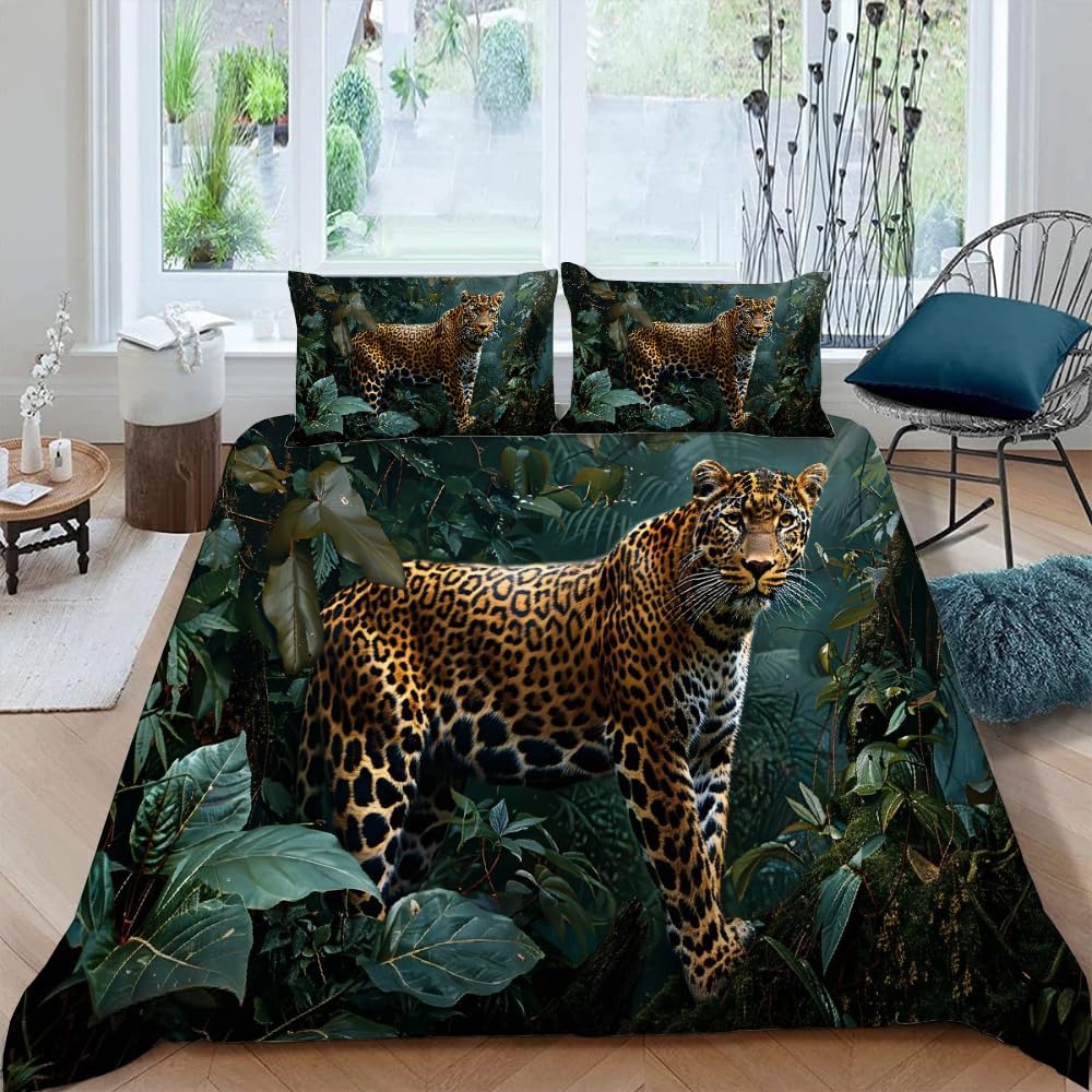 Parure de lit 240x260 léopard avec fermeture éclair pour un lit双人 double sans plis
