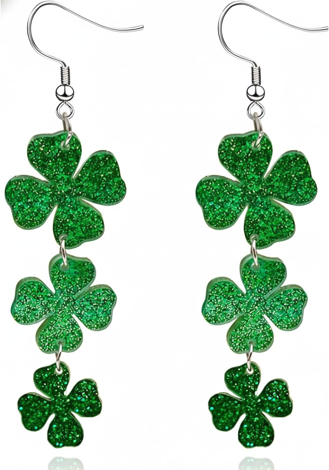 St. Patrick's Day Shamrock Earrings for Women Green Leaf Irish Earrings Glitter Clover Horseshoe Drop Earrings for Irish Festival Gift St Patricks Day Earring Shamrock Dangle Earring