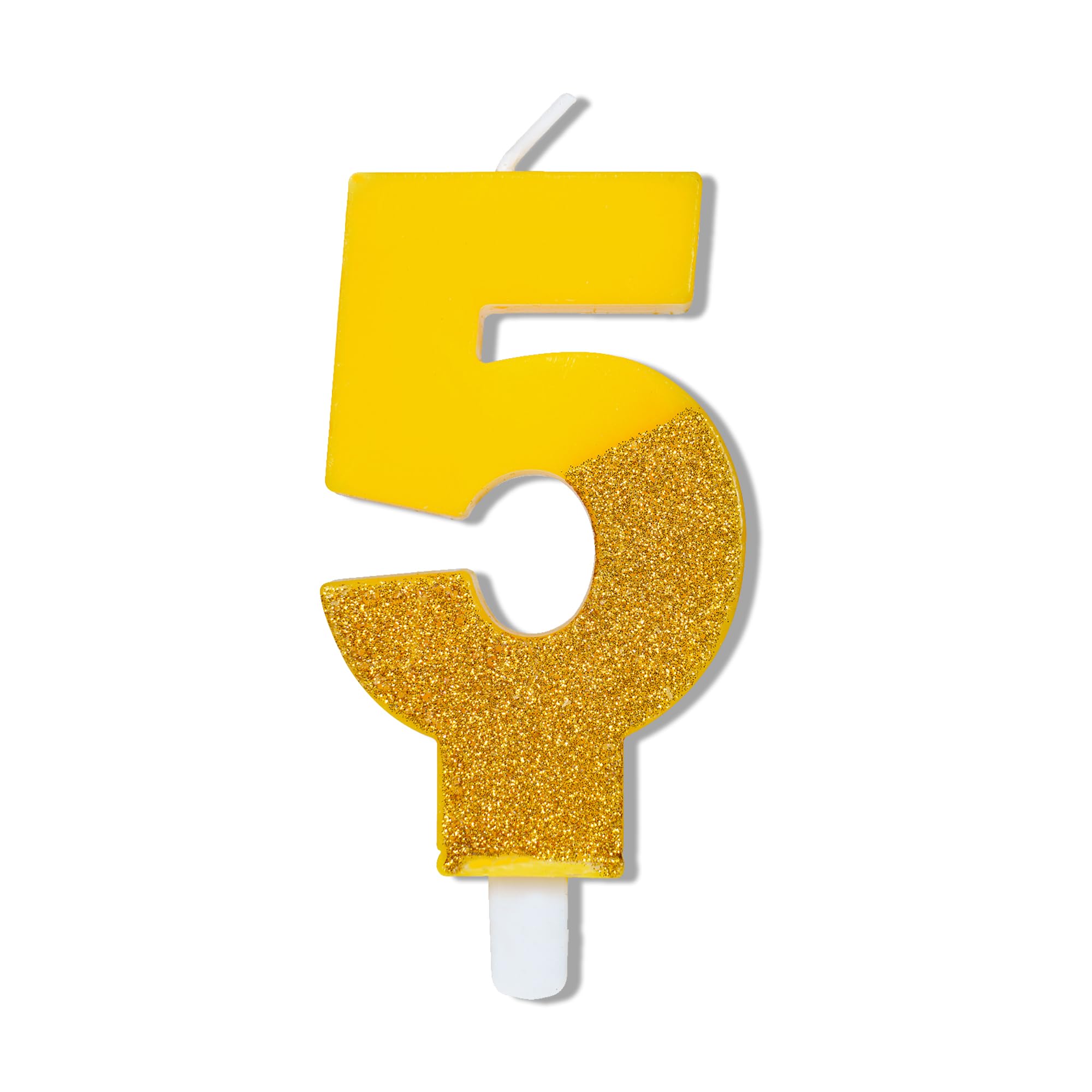 Variouslife Yellow Number 5 Birthday Candles, Gold Cake Number Candles, Party Celebration
