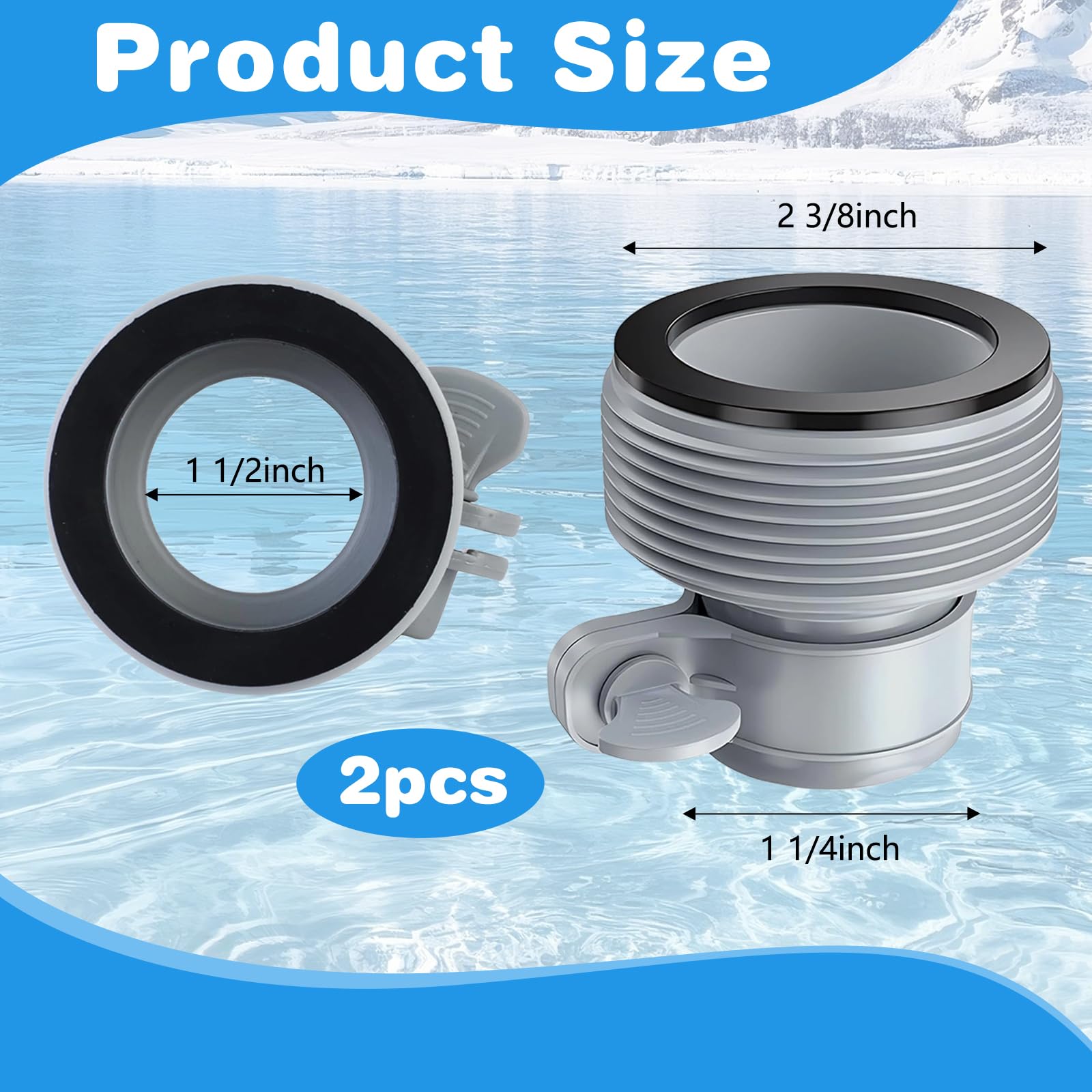 Adattatore Tubo Piscina B, 2 Pezzi Connettore per Tubo da Piscina, 1,5 Pollici Raccordi Tubi Spiralati, Accessori per Piscina Fuori Terra (2 PCS)