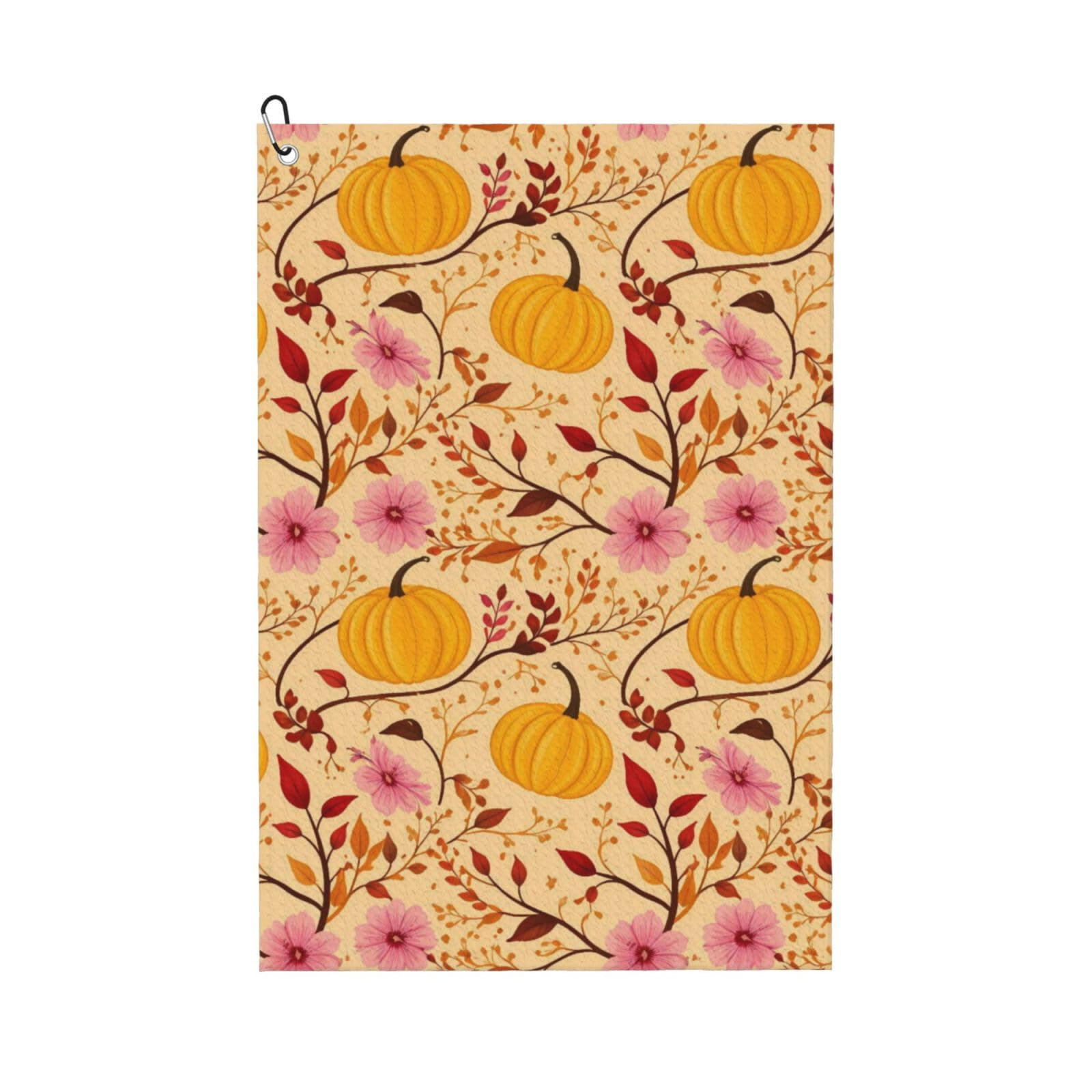 Oudrspo Pumpkin and Flower Fall Fun Print Multi-Functional Golf Towel | Absorbent Quick Drying 16x24in