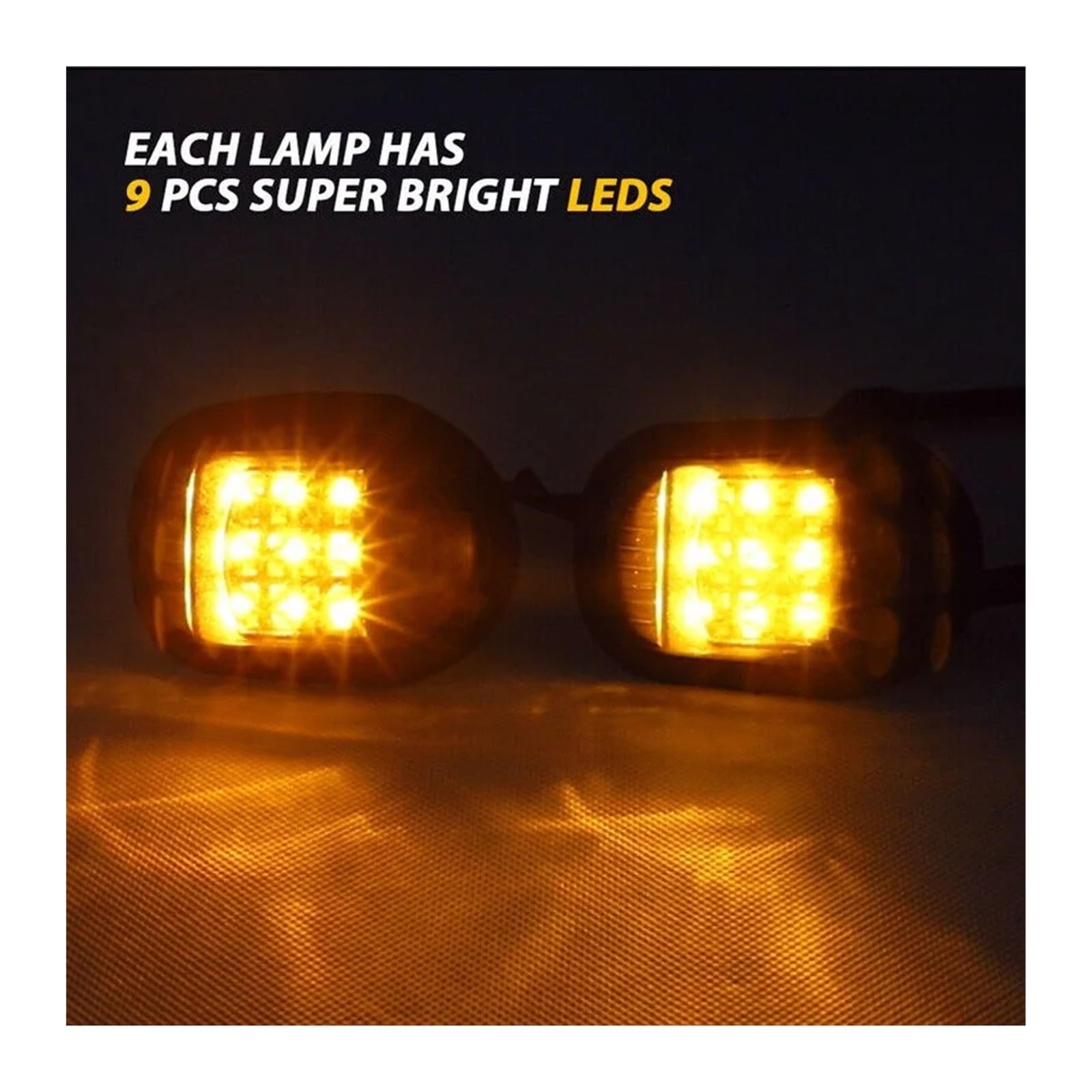 2 Intermitentes Empotrables para Motocicleta, Ámbar, 9 LED, Universales Indicadores Giro