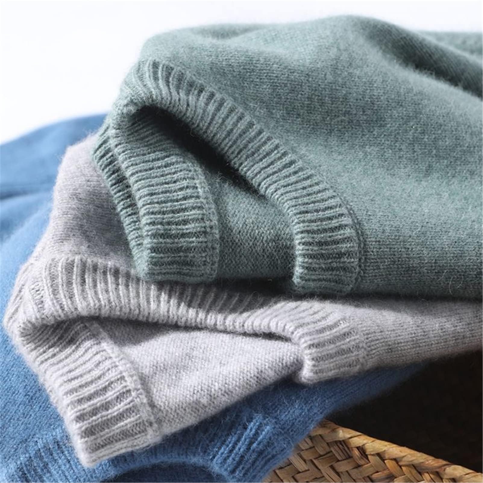 Pull en Tricot 100% Cachemire Pour Homme - Chaud au quotidien, bleu
