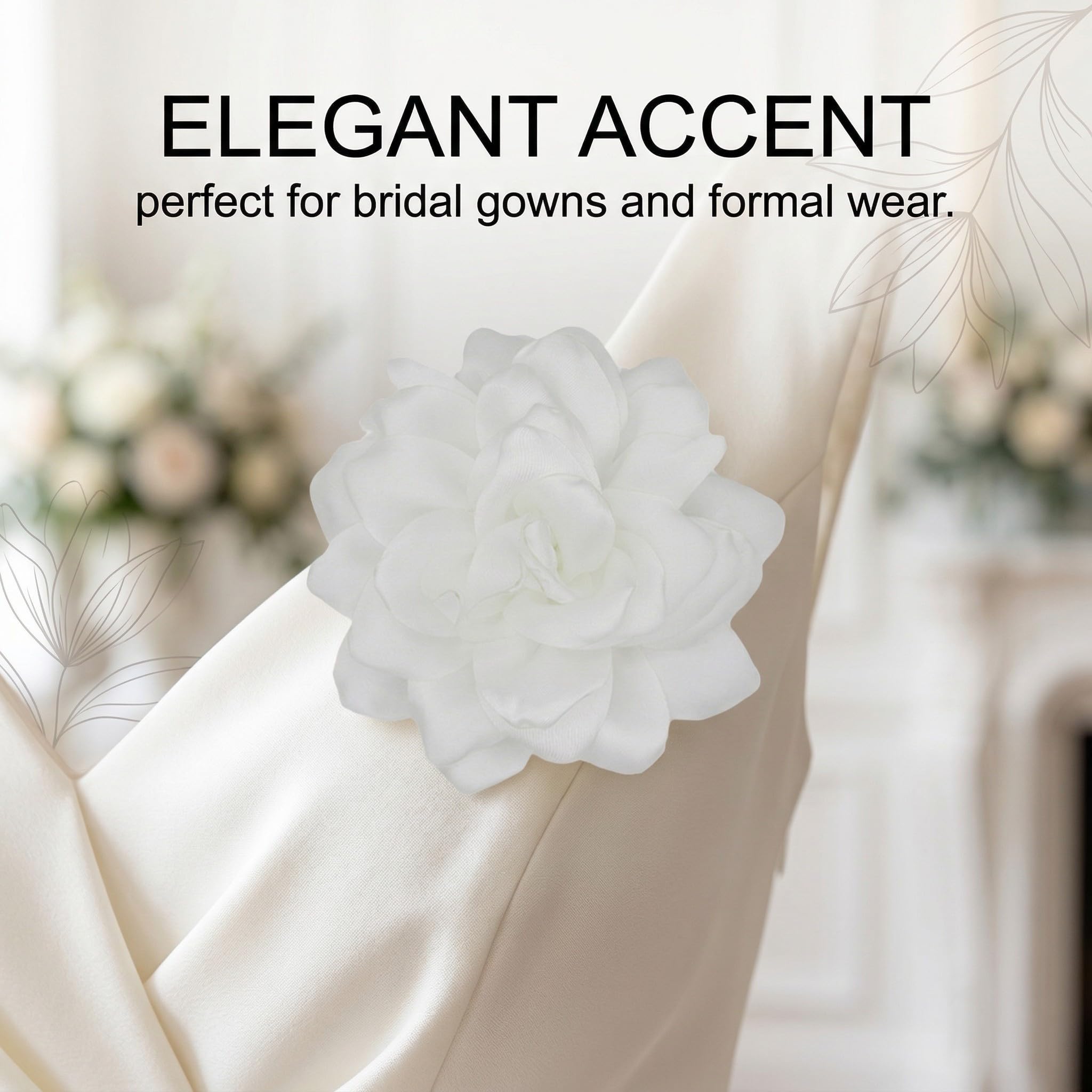 Broches para Ropa Mujer, Flor Flamenca Pelo, Flores para Vestidos de Fiesta, Pinza Pelo Flor, Horquilla con Flor, Elegante Broche de Solapa Floral para Boda, Fiesta, Baile (Blanco)