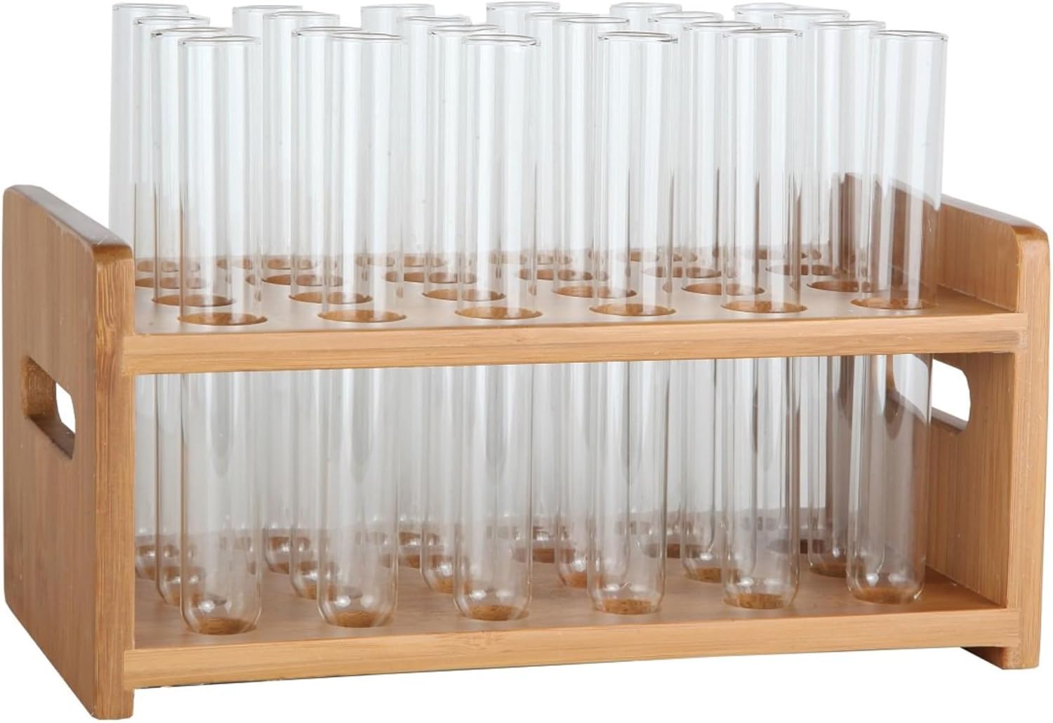 Lily's Home 竹製試験管バイアルショットグラスホルダーラック ペンスタンドに最適 竹製 ハンドル内蔵ラックのみ ガ