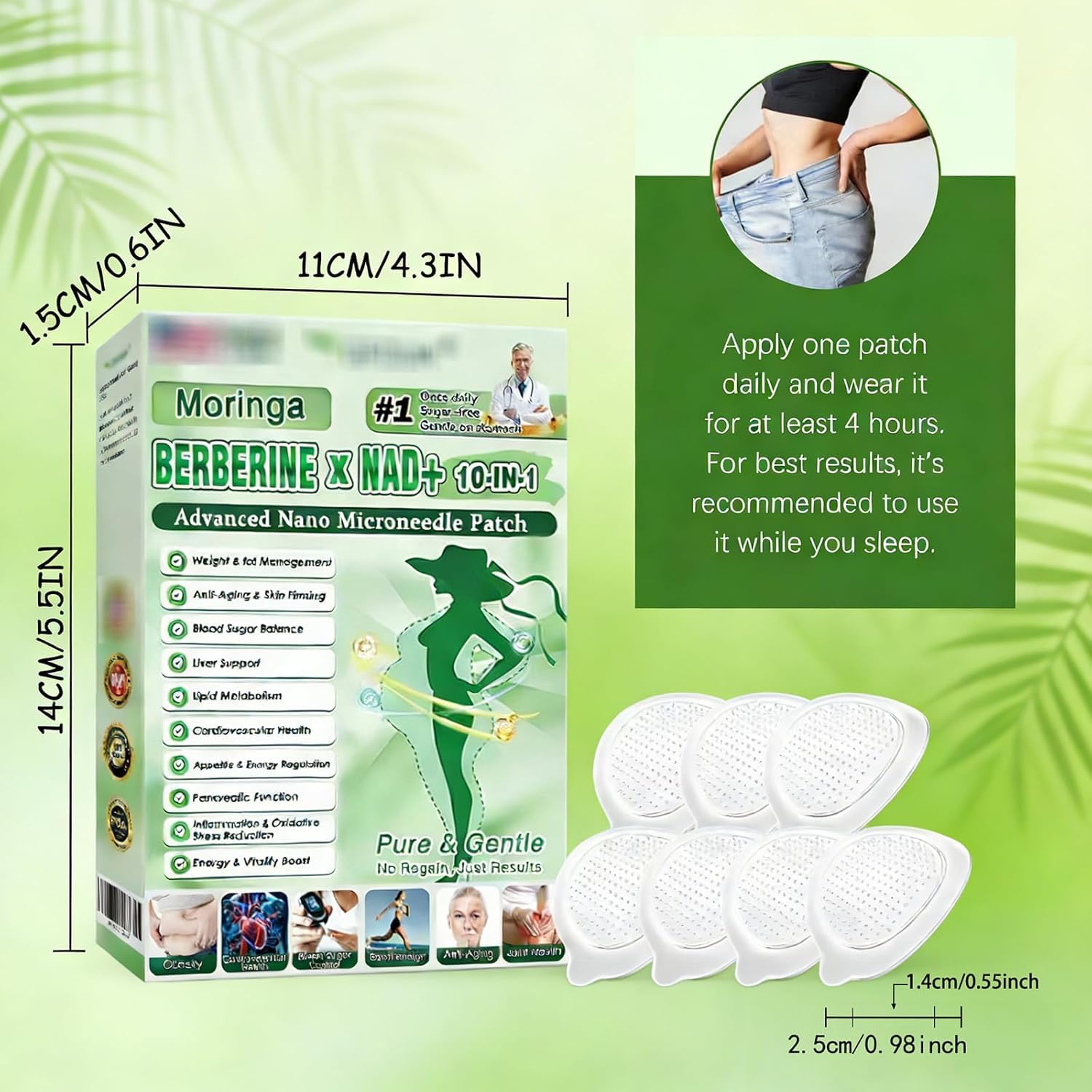Moringa Berberine X Nad Patches, 2026 New 10-in-1 Berberine Patch, Natural Patches for Women and Men, Suitable for All Skin Types (3 Box) — view 7