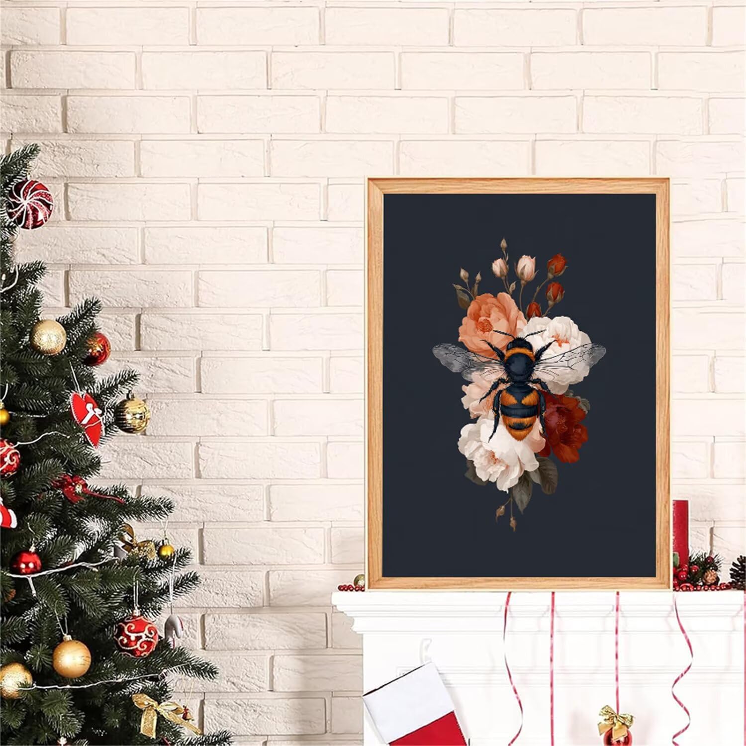 Diamond Painting Bee Diamond Painting Adult Piwonia 5D Rhinestone Crystal Painting by Craft Kit, Cross Stitch Kit, Diamond Puzzle, Arts and Crafts For Christmas Decoration 50x150cm J0-959