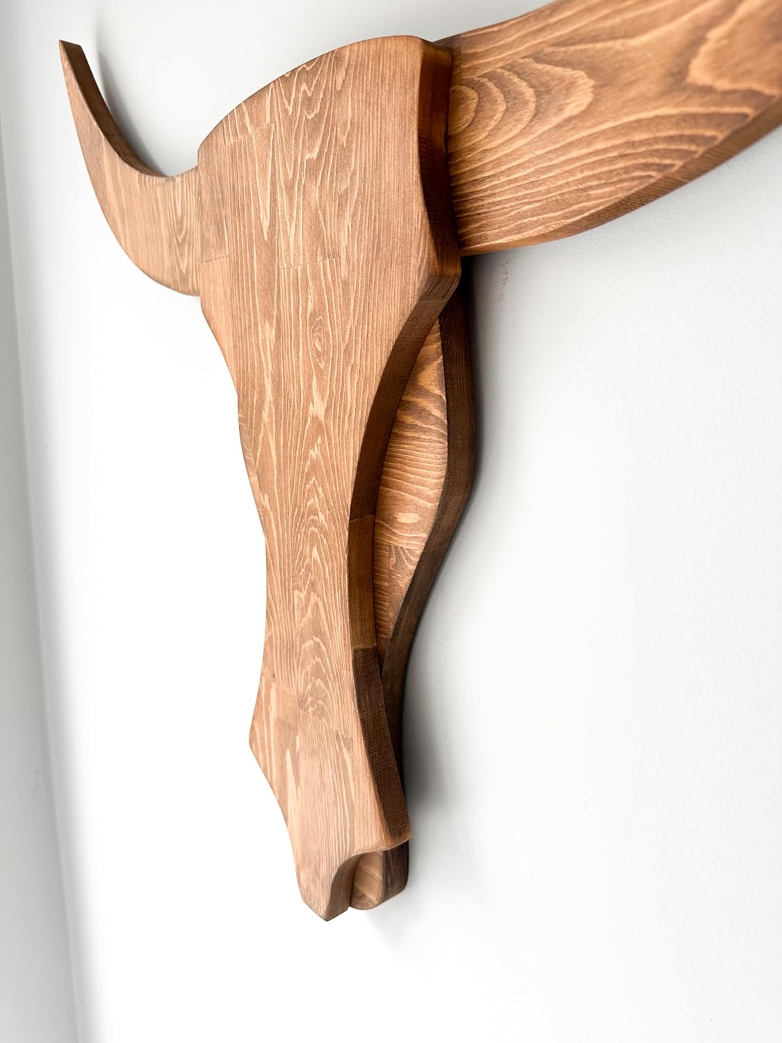 Large Wood Cow Skull 31.5 Inch Longhorn Rustic Southwestern Wall Sculpture Farmhouse Handmade Bull Head Wall Art Wooden Wall Decor Entryway Livingroom Man Cave Kitchen Wall Decor 31.5'' x 25''