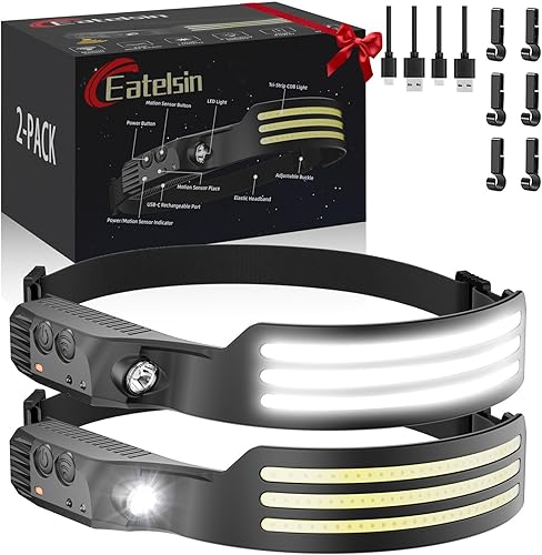 2 faros delanteros recargables, con sensor de movimiento de 230, faros delanteros para frente, luz de casco duro para adultos, linterna LED con