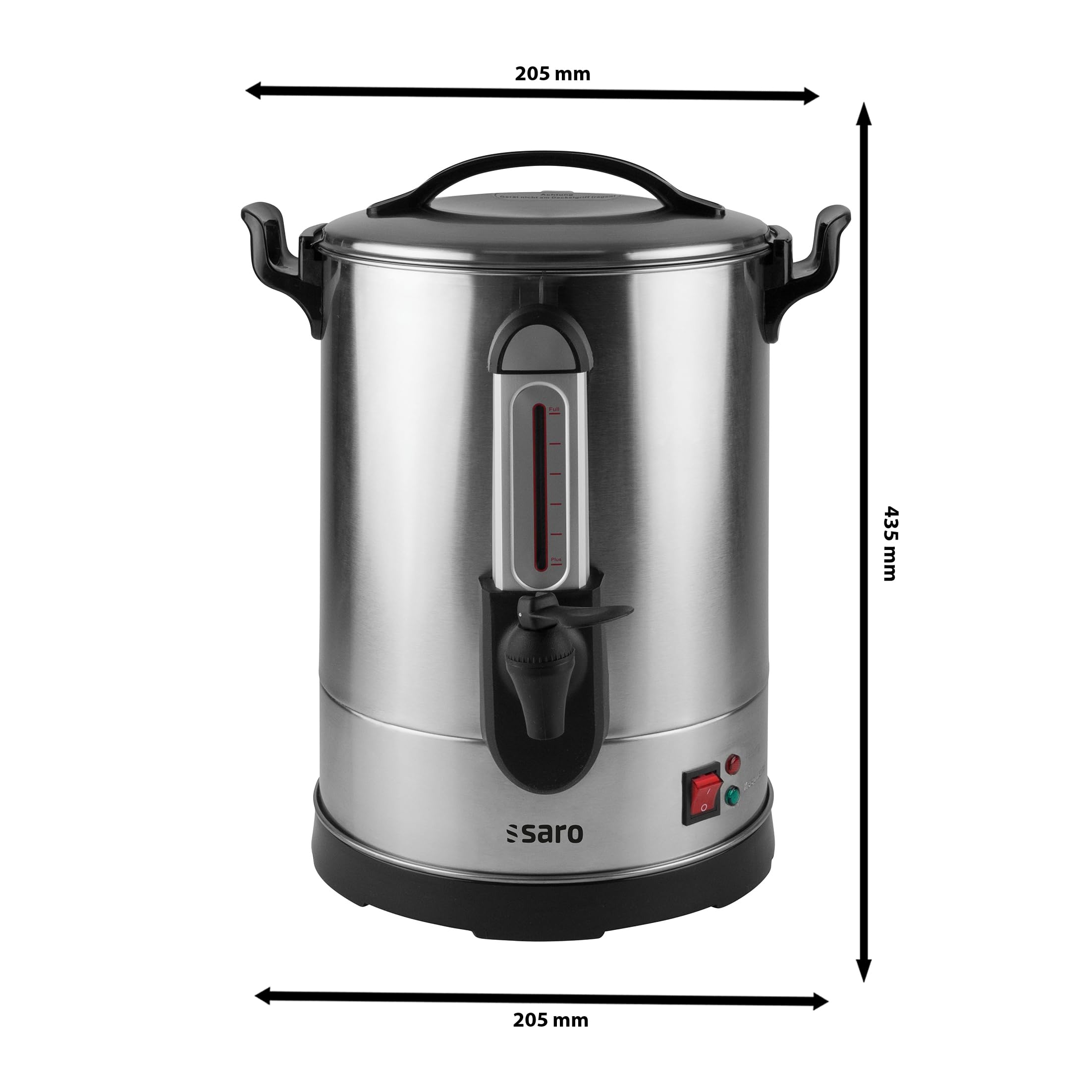SARO CAPPONO 40 Cafetera con filtro redondo, 5,1 l, 40 tazas, acero inoxidable, doble pared, grifo, función de infusión y mantenimiento del calor, 0,95 kW
