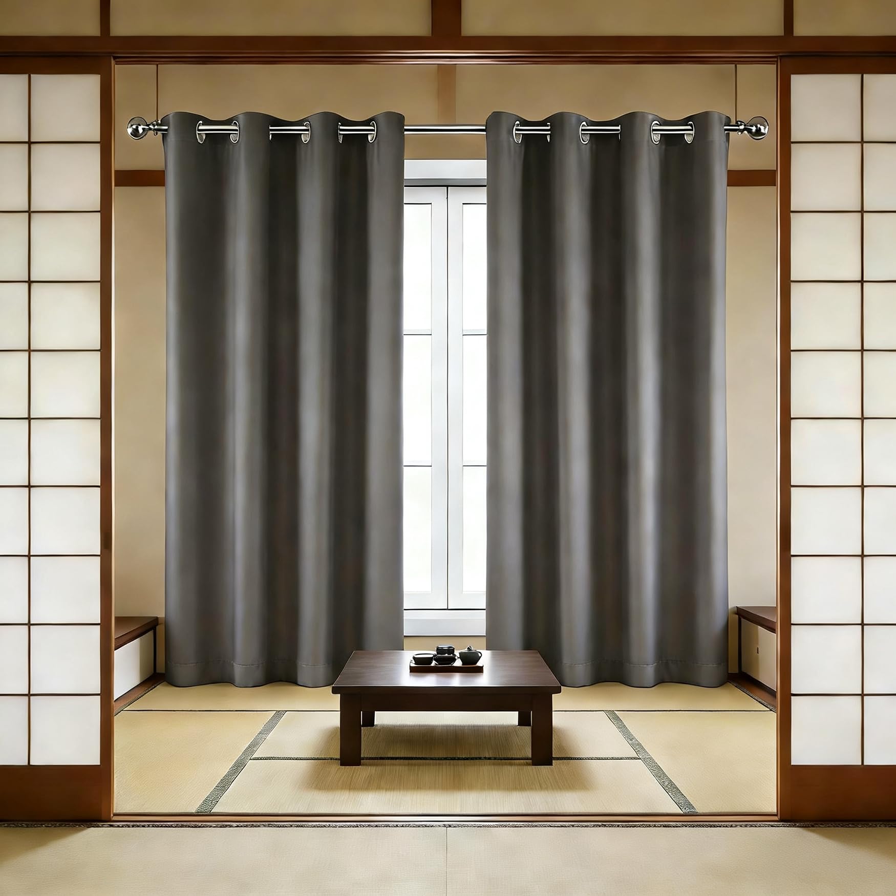 Tenda Oscurante 240 x 205 cm Termiche Isolanti, Anti-Rumore, Antivento, Pesante Tende Coprente Termiche Isolanti Design Moderno Privacy per Camera da Letto e Soggiorno, Grigio