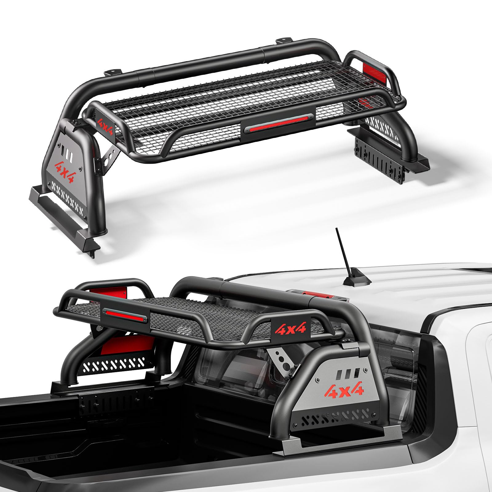 Photo 1 of SYHVU Roll Bar for Truck with Cargo Basket, Heavy Duty Chase Rack Fit for Mid-Size Pickups, Compatible with Tacoma, Colorado, Canyon, Ranger, Frontier, Gladiator, Universal Truck Bed Sport Bar Rack