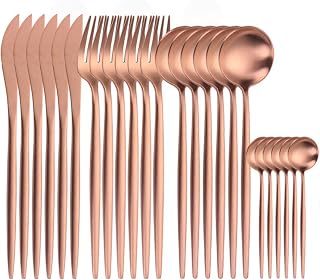 Conjunto de cubiertos de cocina Negro 18/10 Sistema de vajilla de acero inoxidable Tenedor de tenedor cuchara cuchara Juego Set Silverware Flatware (Color : Rose gold)