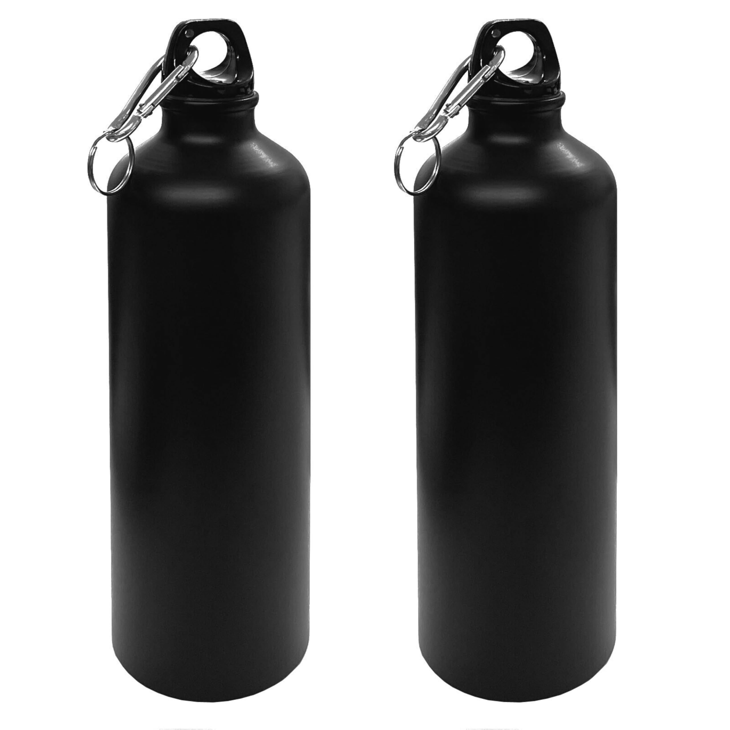 Axooms 750ml Stainless Steel Vacuum Bottles with Handles, Matte Finish, Leakproof Aluminum Sports Water Bottles with Twist Cap and Buckle, Reusable for Camping & Travel (2-Pack, Black)