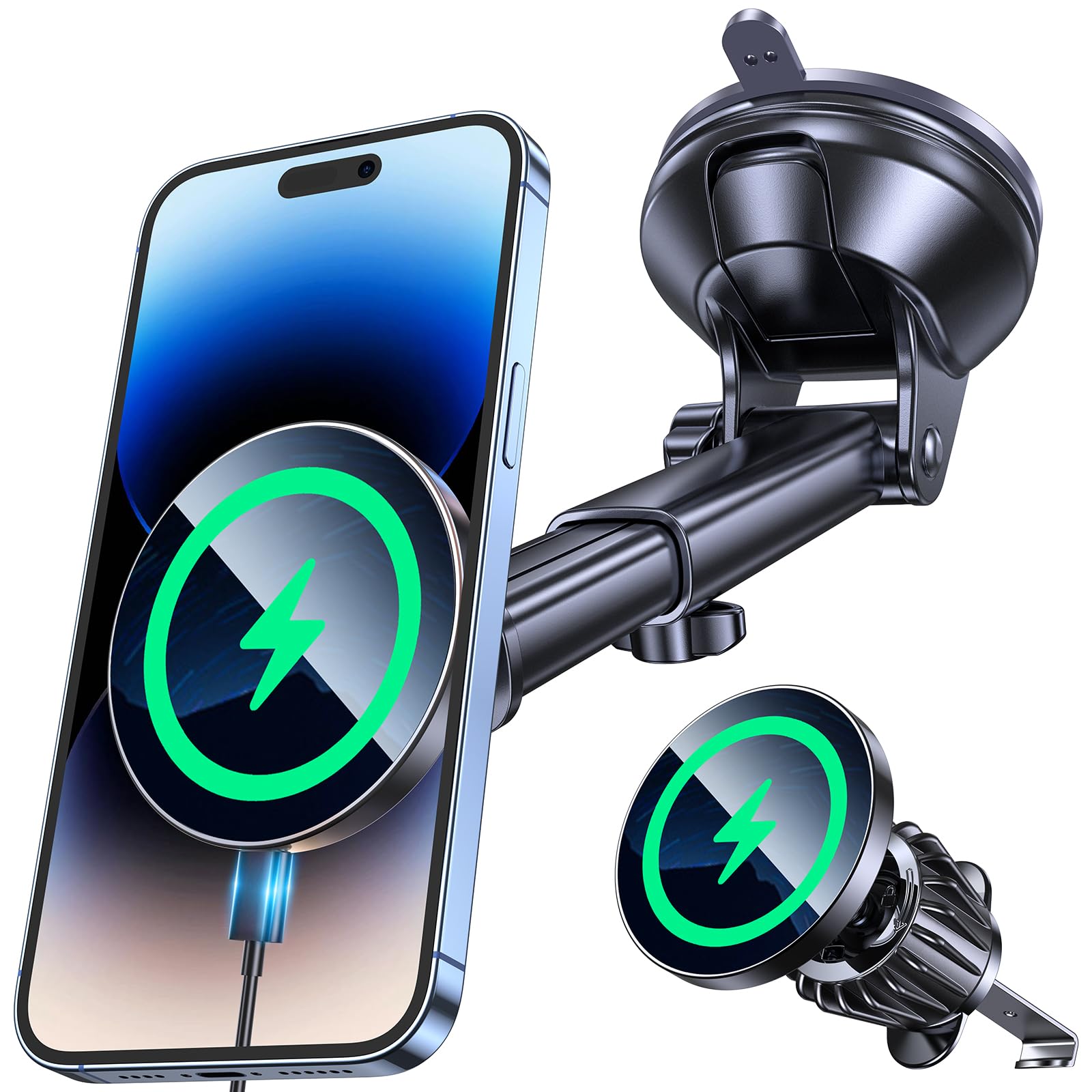 Kaistyle for Magsafe Car Mount Charger Strongest Magnet Upgraded Wireless Car Charger Magnetic Phone Holders for Your Car