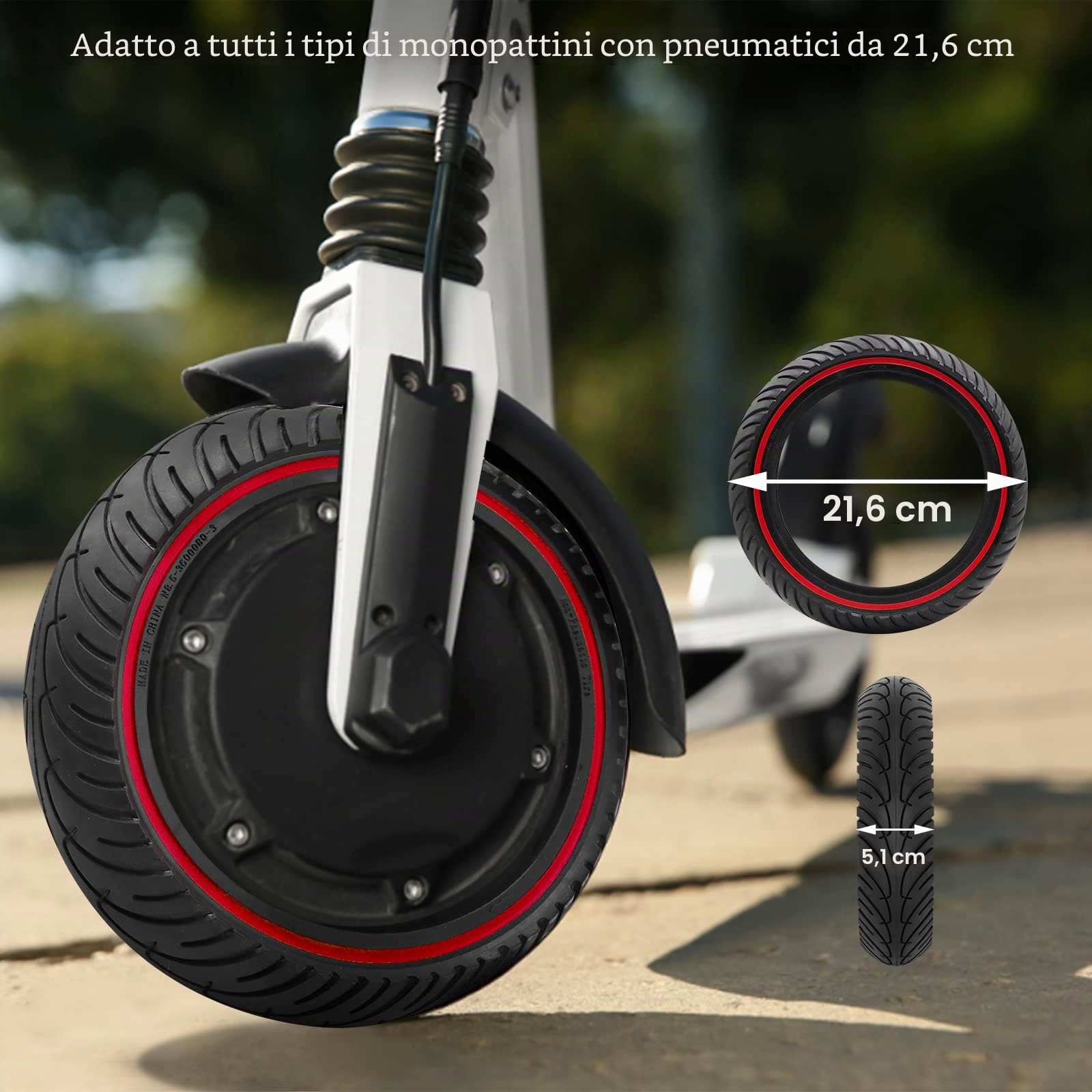 Gomme Piene Monopattino 8 1/2 x 2 per Xiaomi M365 PRO Pro2 1S 3, Gomma Piena Monopattino Antiforatura, Ruota Monopattino Elettrico 8,5 Pollici, 50/75-6.1 Pneumatico di Ricambio Antiscivolo
