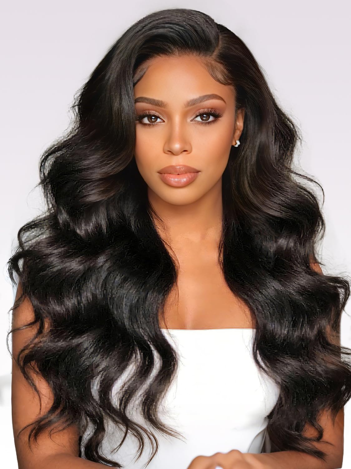 34" Body Wave 13x6 Lace Front Human Hair Wig 200% Pre Plucked for Daily | Brazilian echthaar perücke,Natural hairline,adjustable straps.86cm length Natural Color.Easy to maintain for party or travel