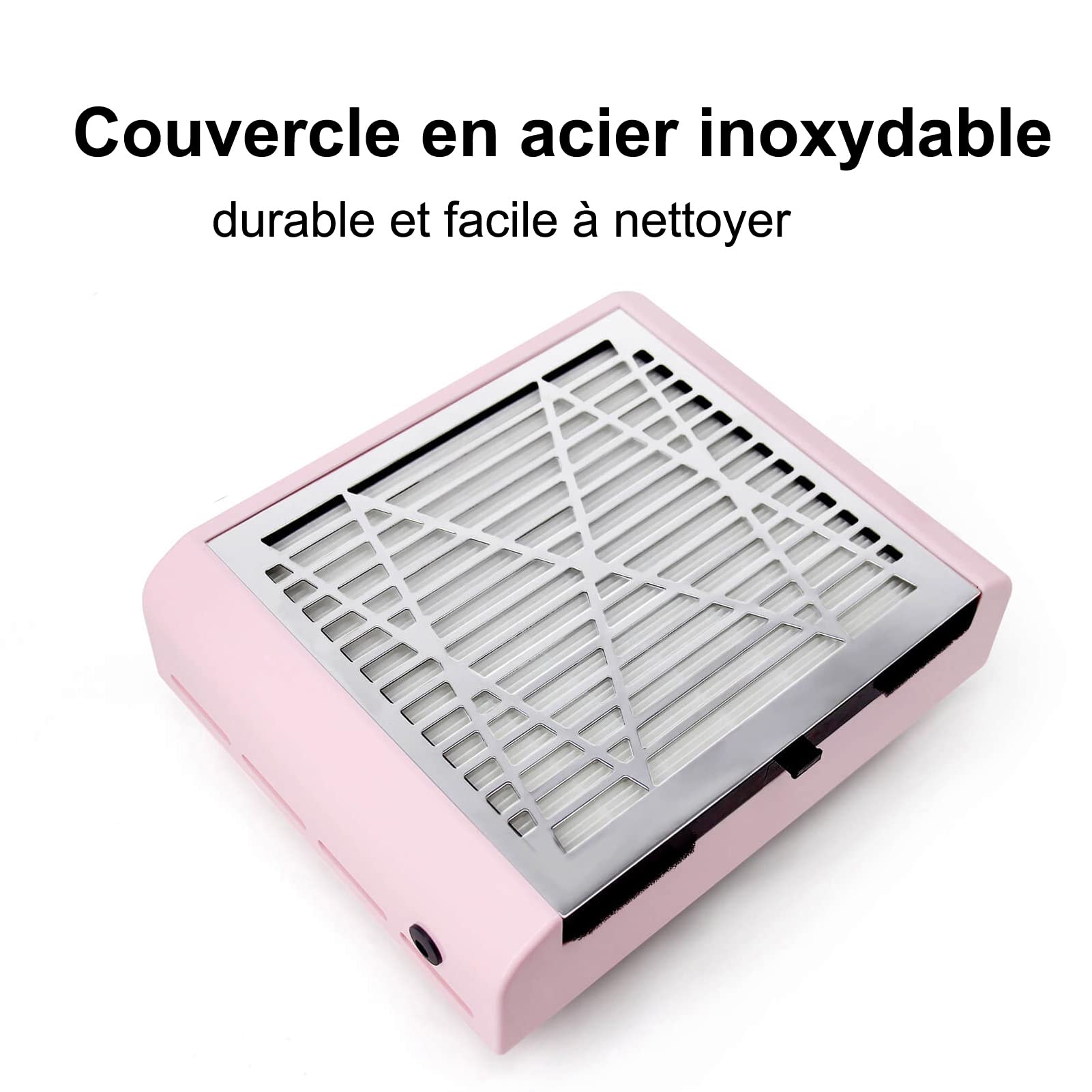 Aspirateur Ongles pour Manucure, Aspirateur Table Ongle Puissant, Aspirateur Poussiere Ongle Professionnel Manucure, Rose