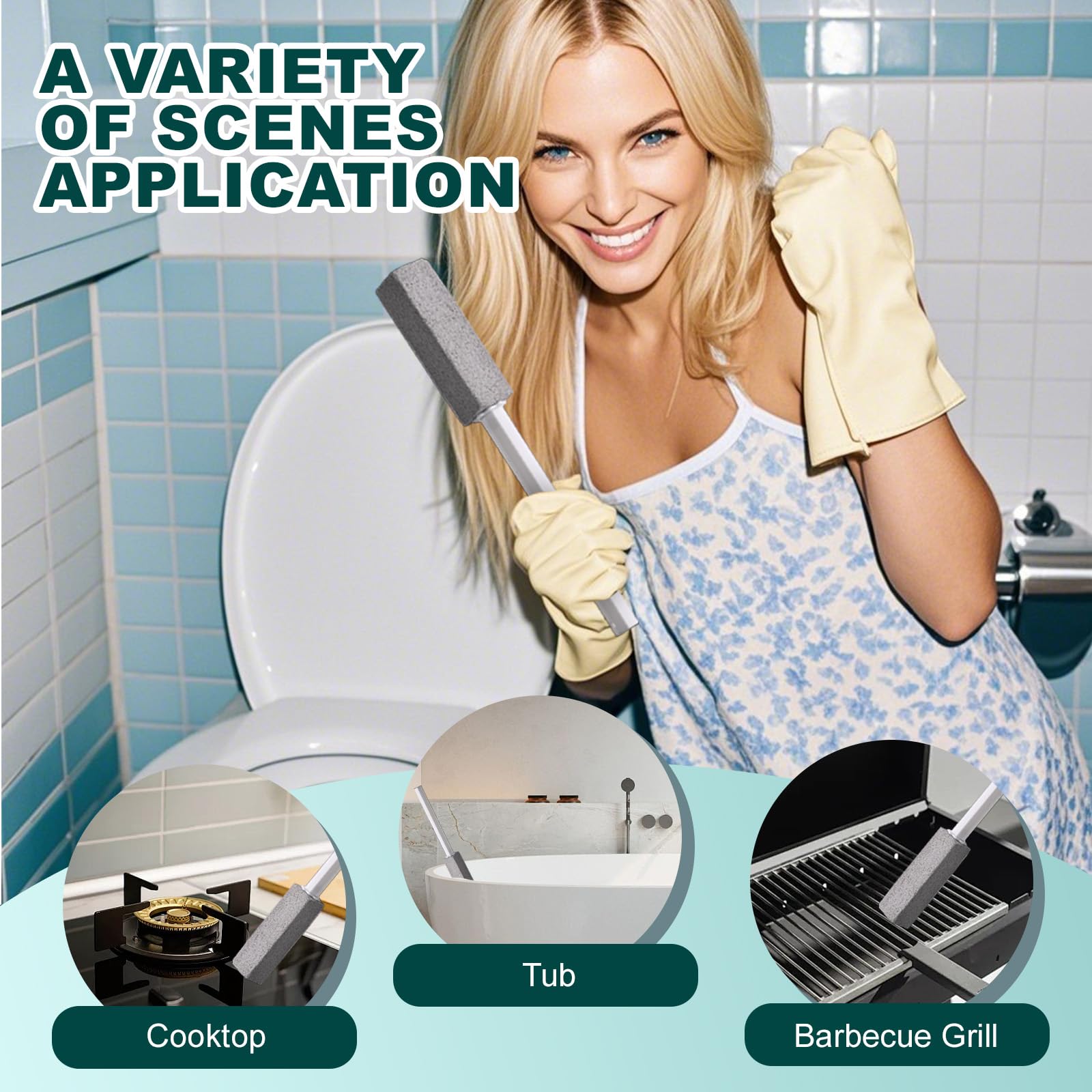 Pietra Pomice per WC con 2 Maniglie Estese - Cleaning Block per Ceramica, Detergente per Pulire Macchie Bagno