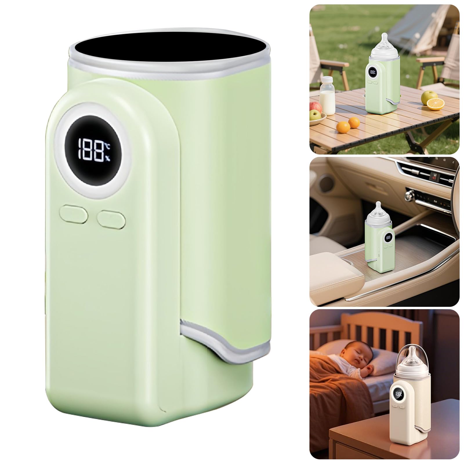 Chauffe-biberon compact 4 en 1 pour bébé - Chauffage rapide - Portable - Rechargeable - Réglable - Étanche