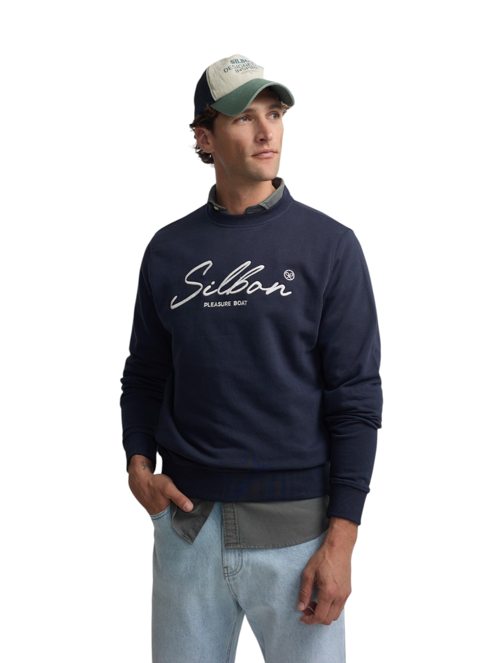 SILBON Pleasure Navy Blue Men's Sweatshirt (Pack of 1), navy, 3XL-4XL