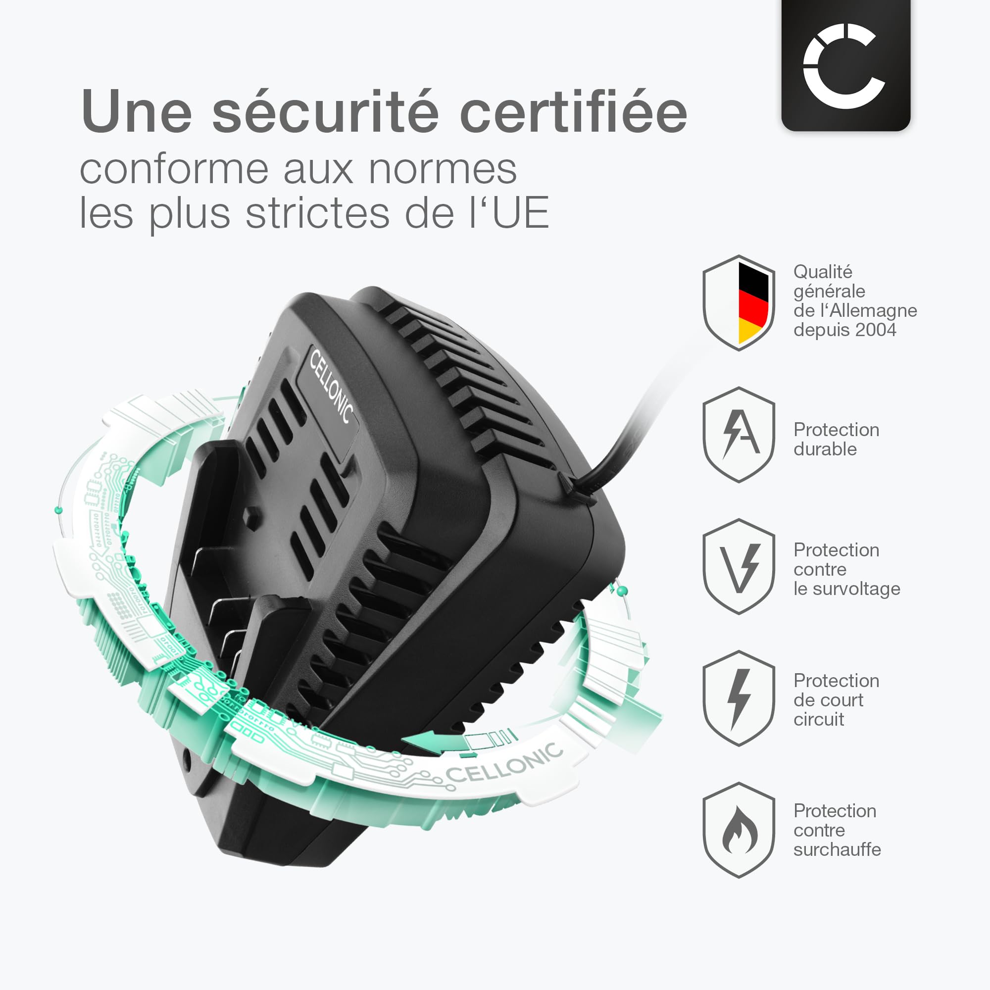 CELLONIC Chargeur visseuse 14.4V-18V 2.0A Compatible avec Bosch BC660, BC1880, SKC181-02, AL1820CV, GAL1860 CV - Chargeur Batteries Lithium Li ION pour Tournevis électrique