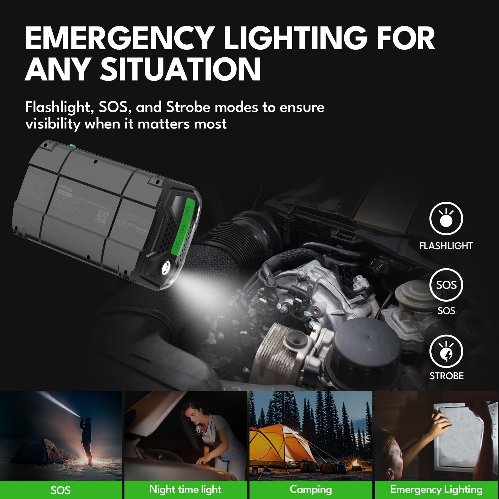 CAROSS T14 Pro Arrancador de Batería 12V 1500A 16000mAh | Compresor de Aire 150 PSI, Batería de Iones de Litio, Arrancador Inteligente