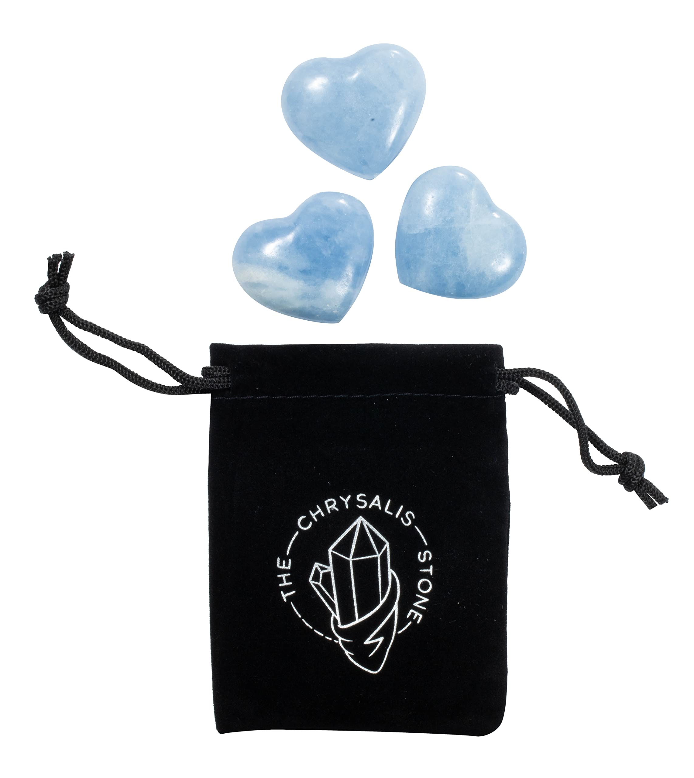 Amazon.com: The Chrysalis Stone | Blue Calcite | Puff Heart Worry