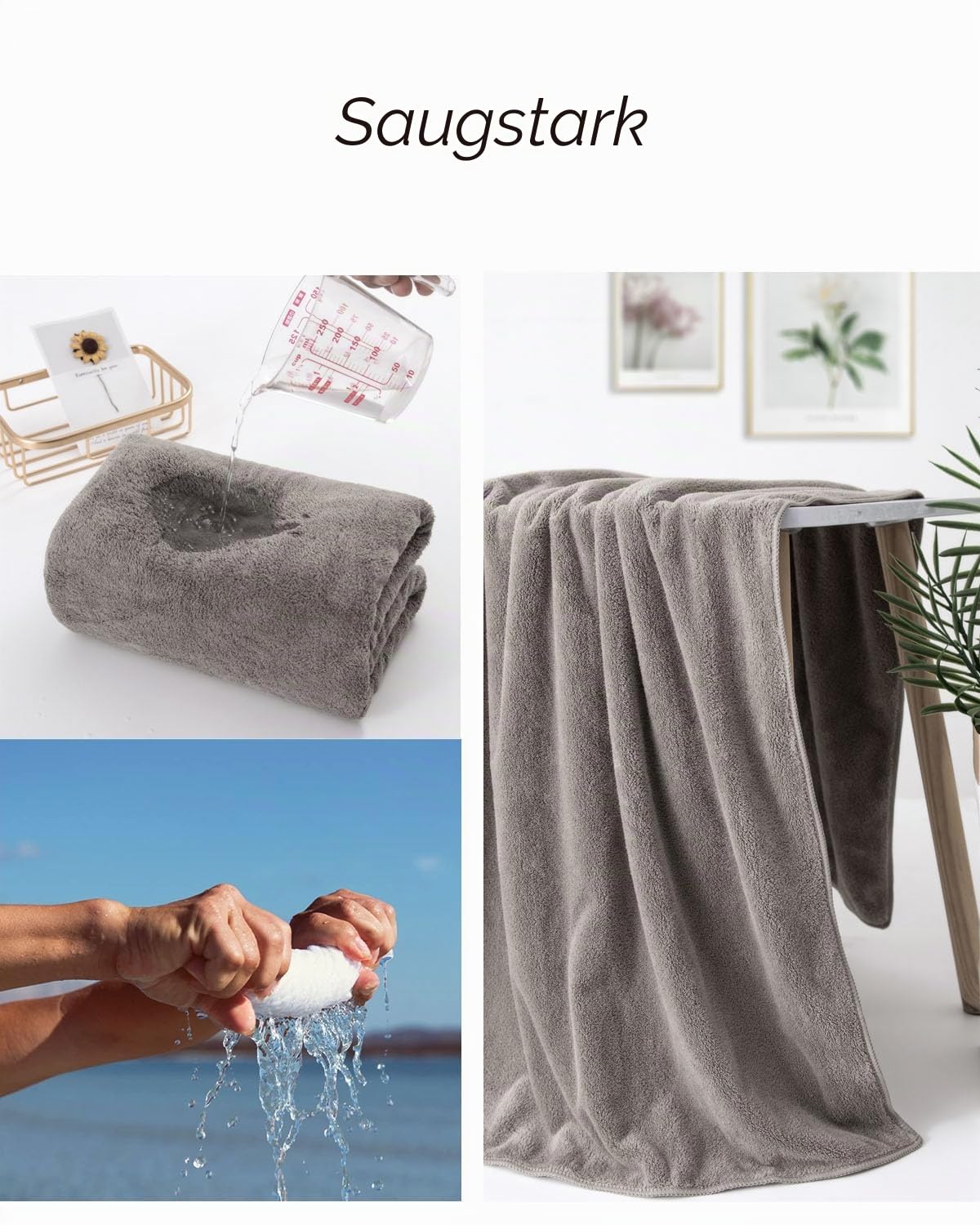 Lumimi Mikrofaser Duschtuch Set Ultraleicht Weich Kuschelig Schnelltrocknend Kompakt für Badezimmer Sport Gym Yoga Unterwegs Sauna… – Ansicht 5