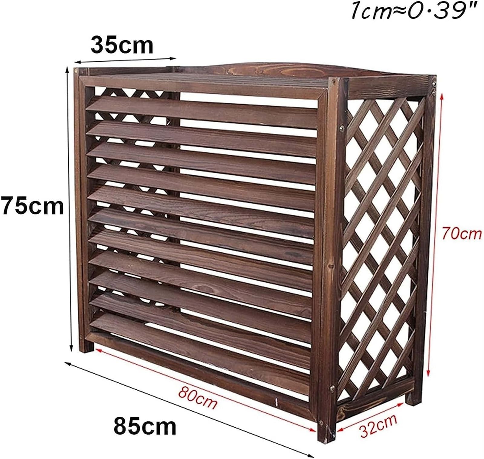 Copertura In Legno Per Condizionatore Esterno, Supporto Porta Fiori E Ripiano Anticorrosione, Misura 95x40x89 Cm