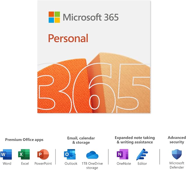 Microsoft 365 Personal | Office 365 apps | 1 user | 1 year subscription | PC/Mac, Tablet and Phone | multilingual | download