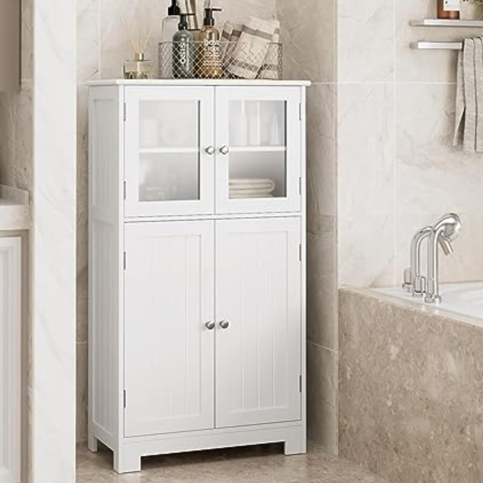 Colonne De Salle De Bain Placard, 2 Portes Et 2 Tiroirs, 6 Étagères, 1 Panier à Linge, BZr104-dg - Colonne de salle de bain Colonne De Salle De Bain Placard, 2 Portes Et 2 Tiroirs, 6 Étagères, 1 Panier à Linge, BZr104-dg - Colonne de salle de bain