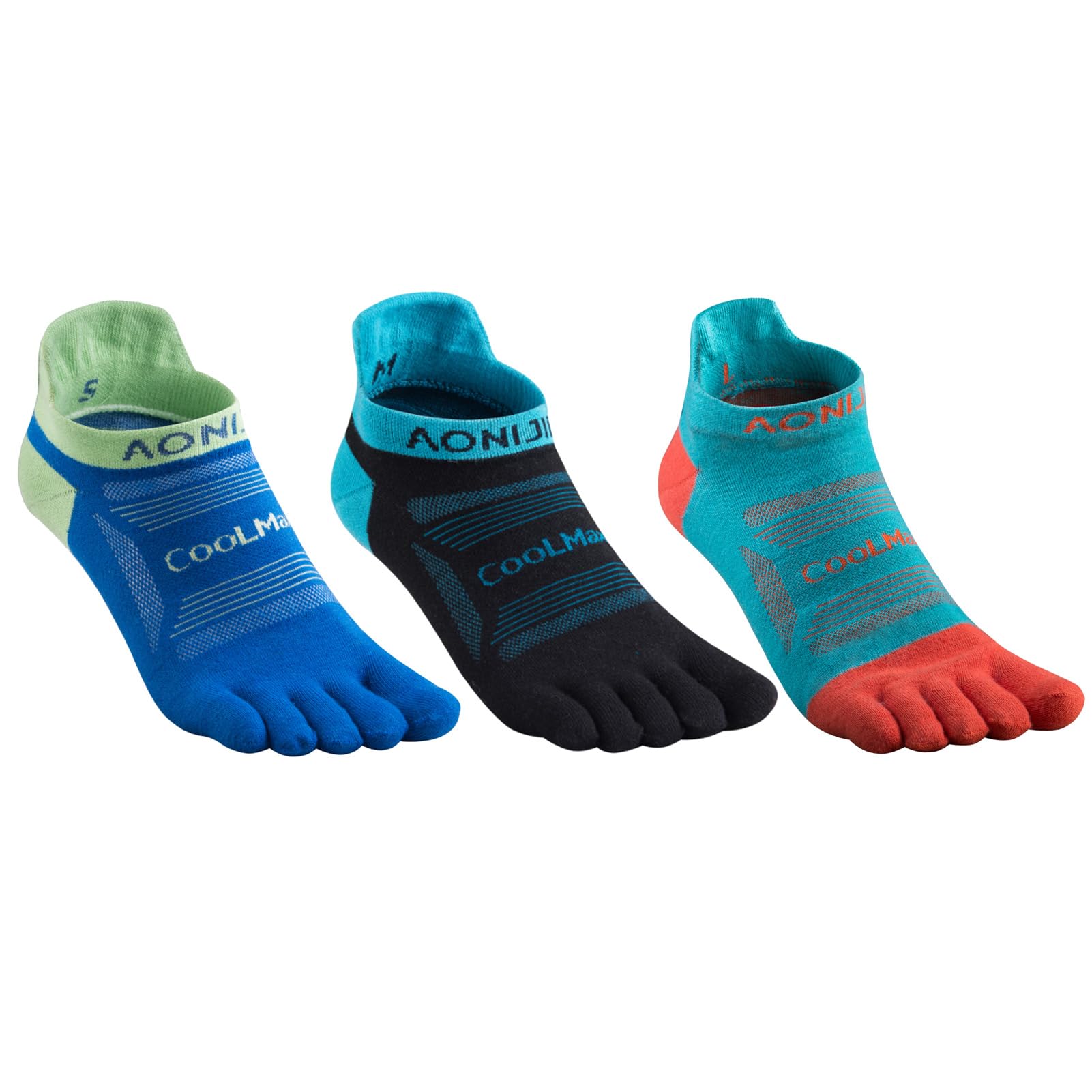 Azarxis Calcetines deportivos de cinco dedos para correr para mujeres y hombres, calcetines de corte bajo hasta el tobillo, calcetines de un cuarto de punto, 3 pares