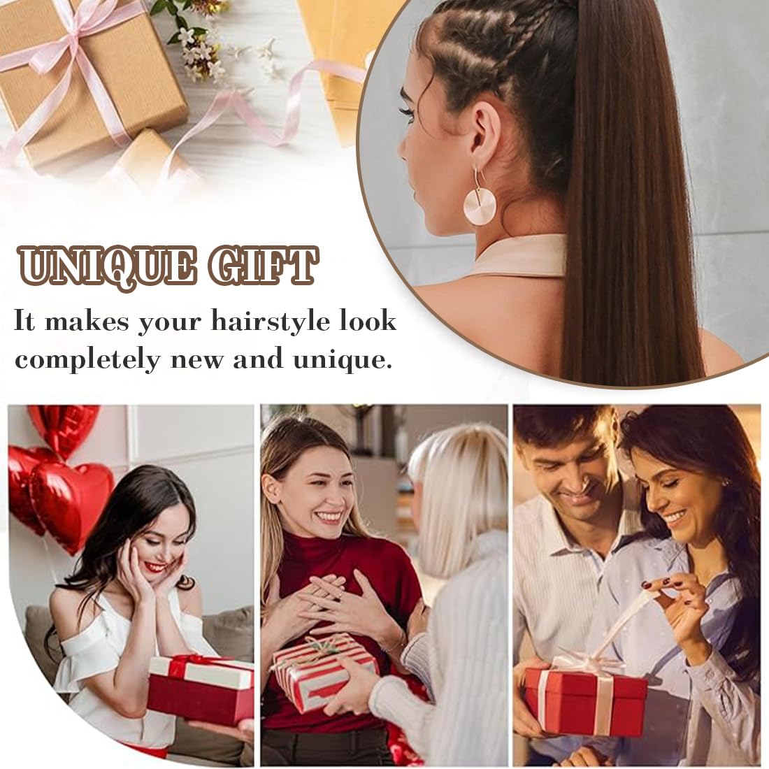 Coleta Postiza Extensiones Pelo, Coleta Postiza Pelo Naturalde De 60 Cm De Largo Cabello Liso, Cabello Sintético Para Mujeres Y Niñas