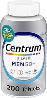 Centrum Silver Men's 50+ Multivitamin with Vitamin D3, B-Vitamins, Zinc for Memory and Cognition - 200 Tablets