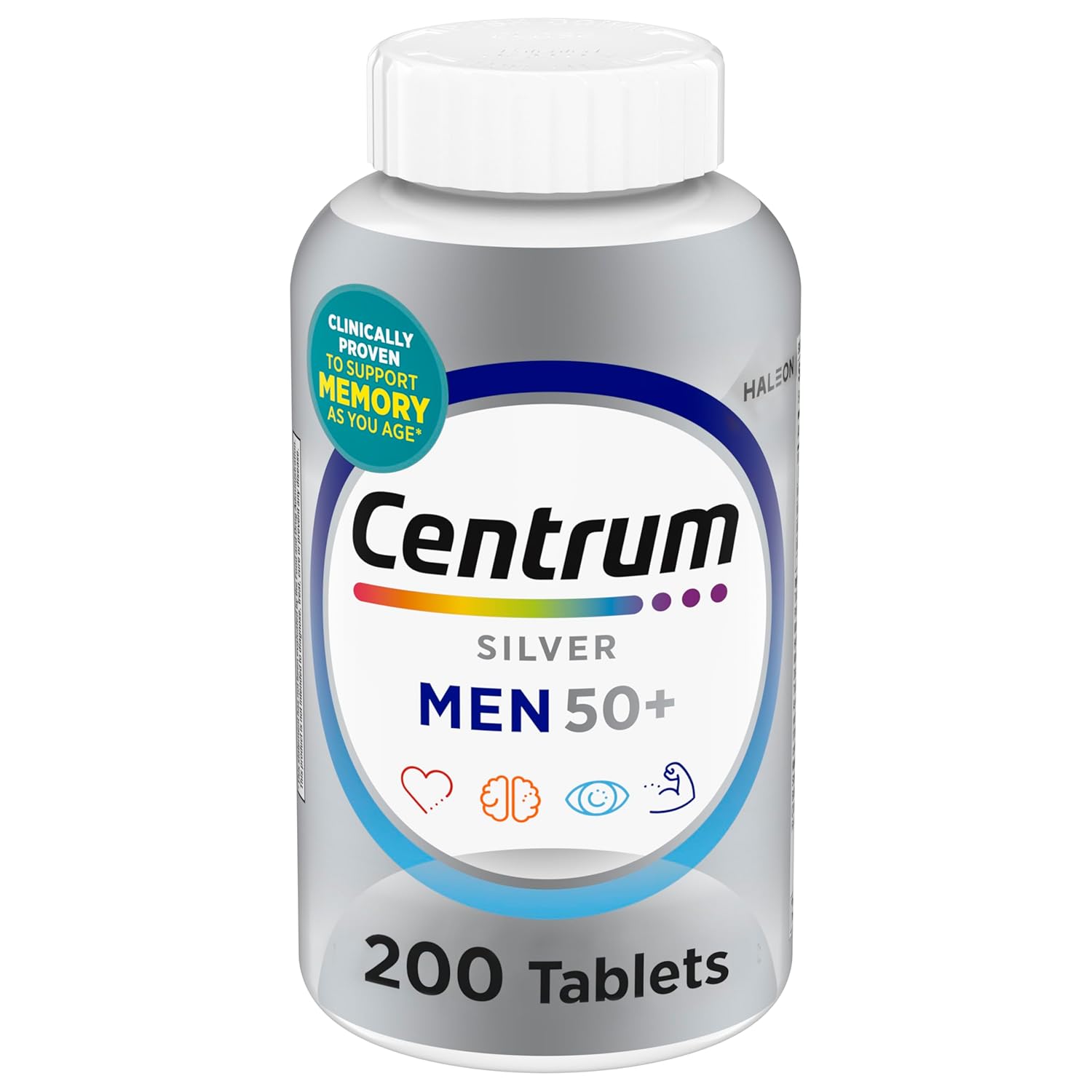 Centrum Multivitamínico prateado para homens 50 Plus, suplemento multivitamínico multivitamínico com vitamina D3, vitaminas B e zinco, sem glúten, ingredientes não OGM – 200…