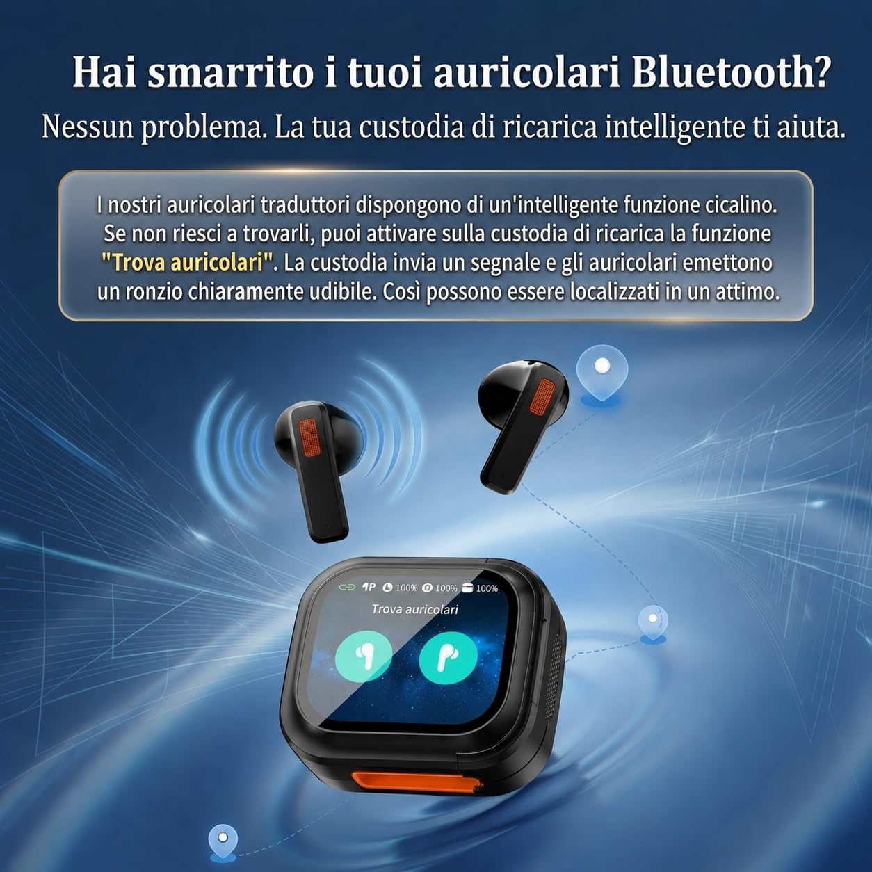 Luminea HTC Traduttore Cuffie Compatibili Con 156 Lingue Cuffie HTC Traduttore Istantaneo Per Viaggi Riunioni Studio e Conversazioni (nero)