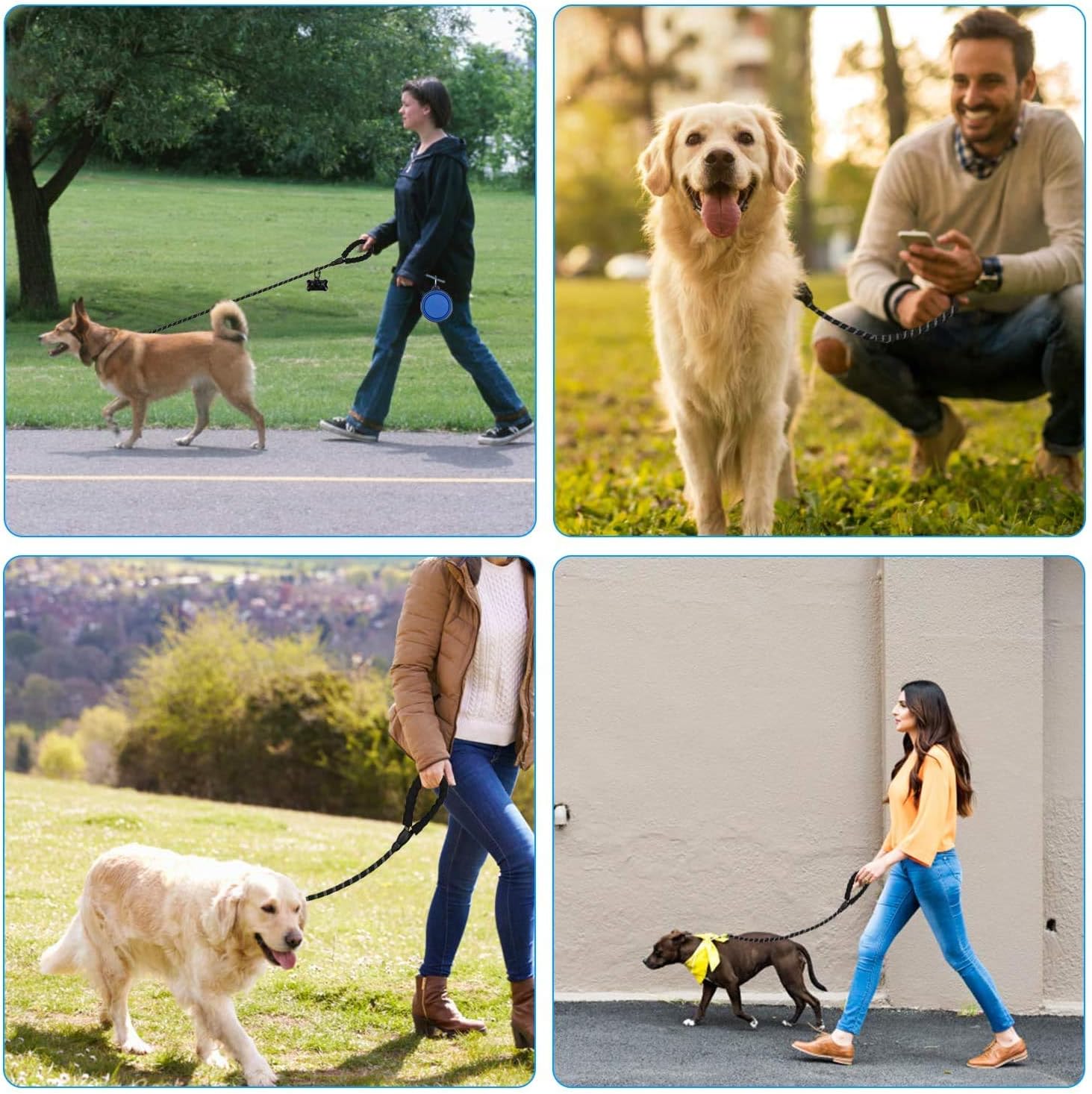 5 FT Strong Dog Leash with Comfortable Padded Handle and Highly Reflective Threads for Medium and Large Dogs (Black,5 FT)