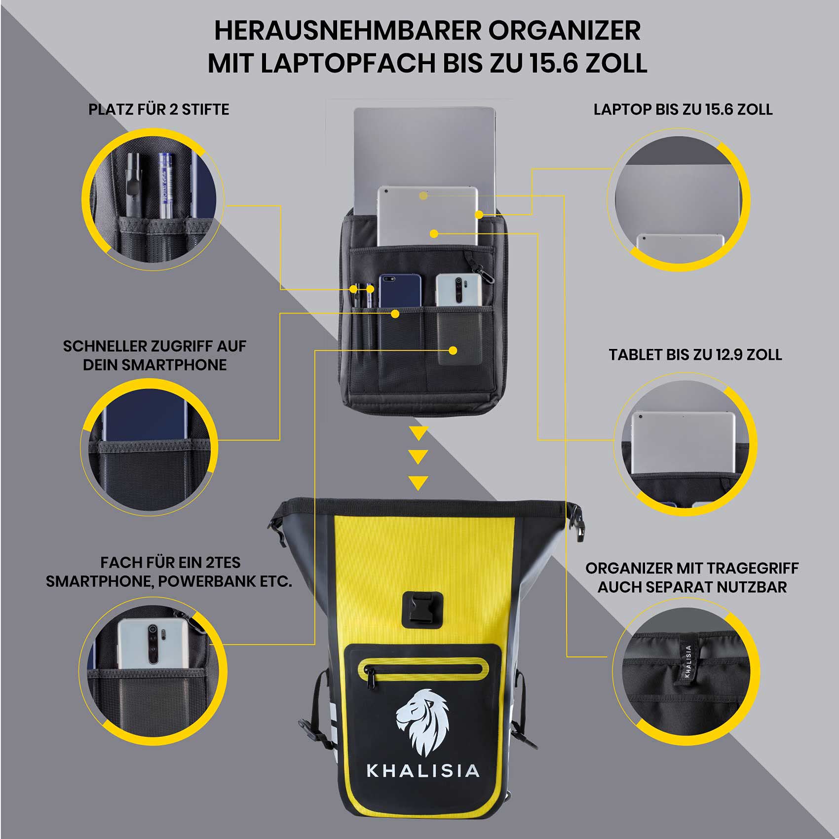 Fahrradtasche für Gepäckträger, wasserdicht, herausnehmbare Laptop-Tasche, mit Rucksack-Funktion - Ideal für Pendler & Outdoor-Abenteuer