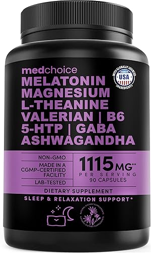 Cápsulas para dormir de melatonina 12 en 1, ayuda natural para dormir para adultos con melatonina 5 mg y glicinato de magnesio 500 mg, ayuda para