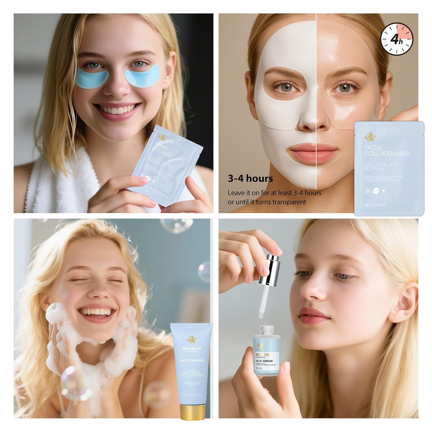 Valentines Day Gifts for Women, 33 Pcs Bath & Body Spa Gift Set, Hydrating Skin Care Set, Ylang Essential Oil Sheet Mask, Leather Bag, Face Serum, Mother Day, Birthday, Christmas - Image 3