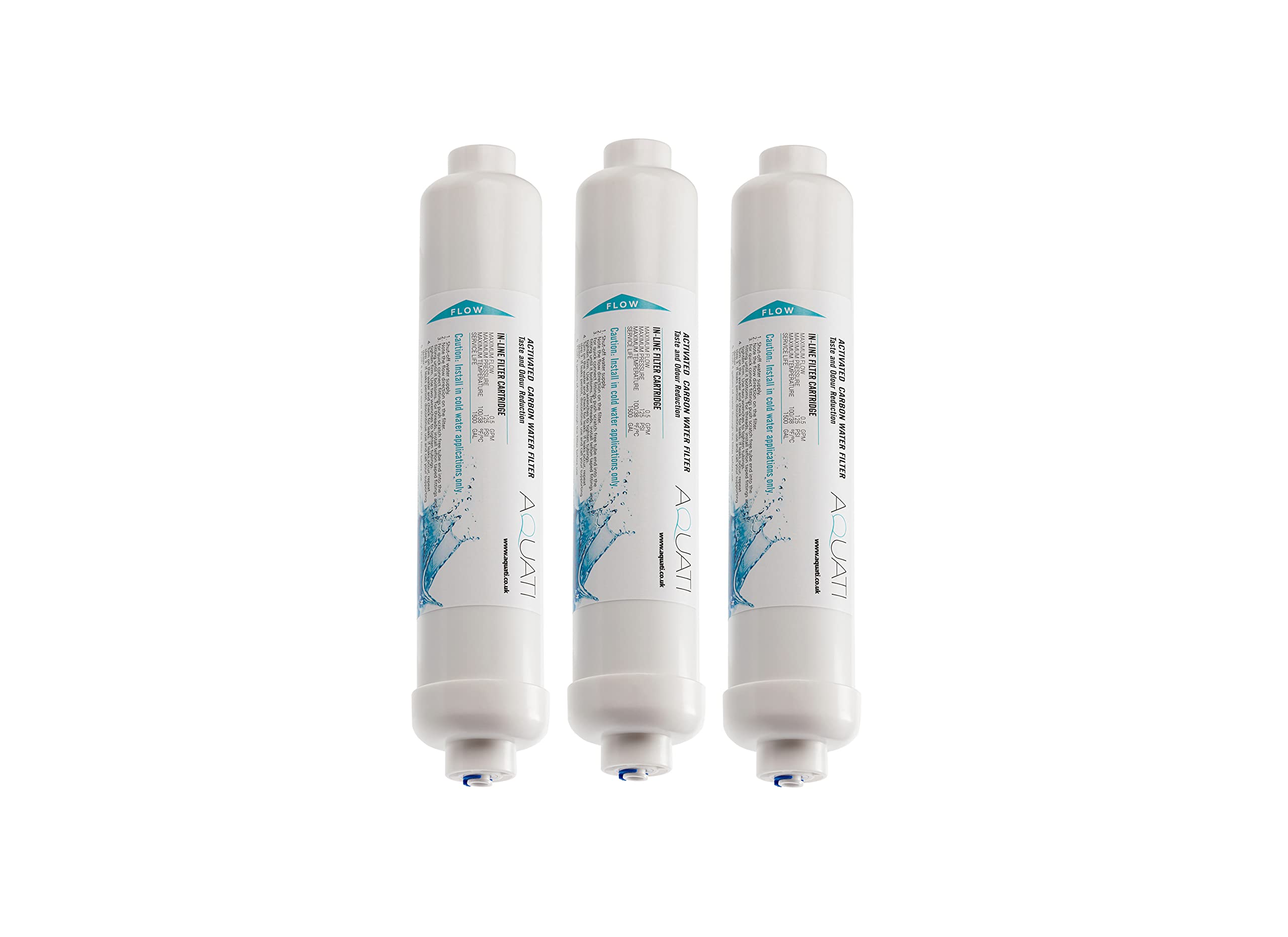 3X Aquati Under-Sink Tap Drinking Water Filter Replacement Inline Cartridges 1/4" Push Fit Connection