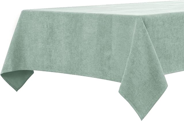 BALCONY & FALCON Rectangle Tablecloth, Wrinkle Resistant Water Proof Table cloth, Decorative Linen Fabric Tablecloths for Dining, Parties, Kitchen, Wedding and Outdoor Use (Pale Green Blue, 140x180cm)