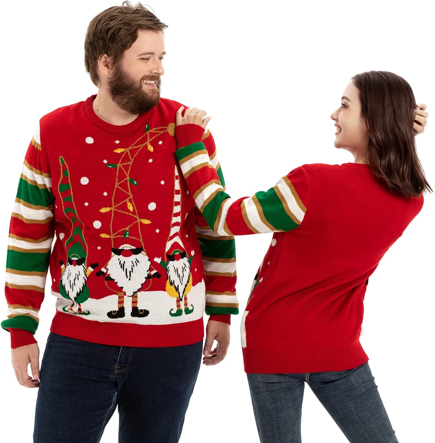 Unisex Men's Ugly Christmas Sweater Funny Novelty Knit Pullover with Classic Fairisle Pattern Santa L