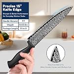 Gourmetop Kitchen Knife Set with Cover 3 Pcs, Black Chef Knife Set for Cooking, Sharp Kitchen Knives with Sheath, 8'' Chef Knife, 5'' Utility, 3.5'' Paring, Damascus Pattern Kitchen Knife for Cutting
