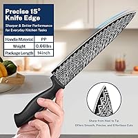 Vista 2 de Juego de cuchillos de cocina con funda 3 piezas, juego de cuchillos de chef negros para cocinar, cuchillos de cocina afilados con funda, cuchillo