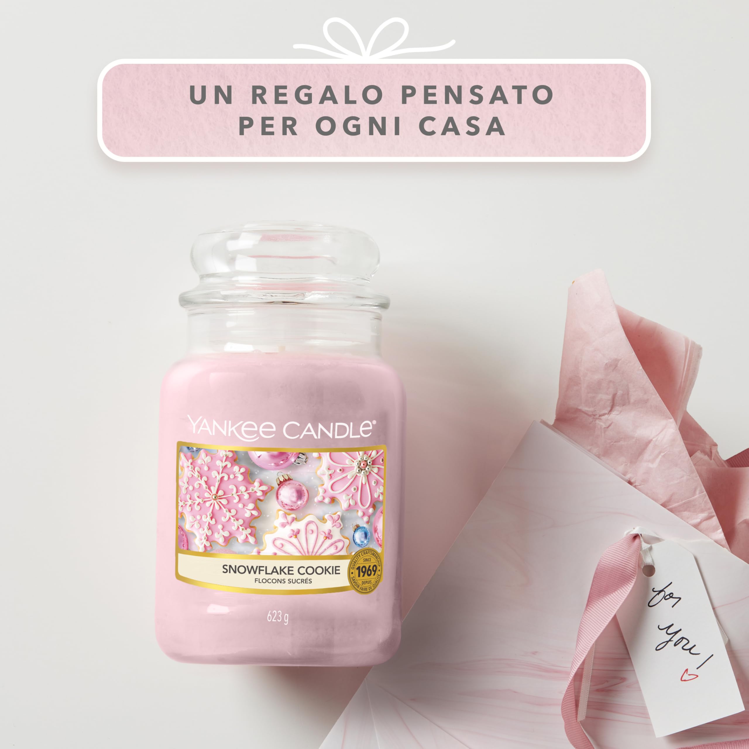 Yankee Candle Candela Grande Vaso, Biscotto del Fiocco di Neve