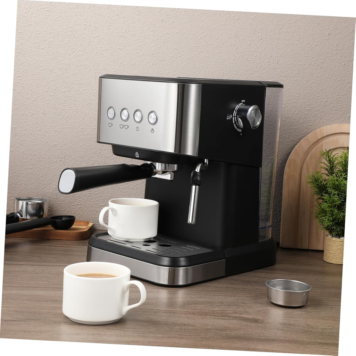 Espresso Machine with Steam Semi-automatic Coffee Maker for Home Use Compact Design for Espresso Cappuccino and Latte