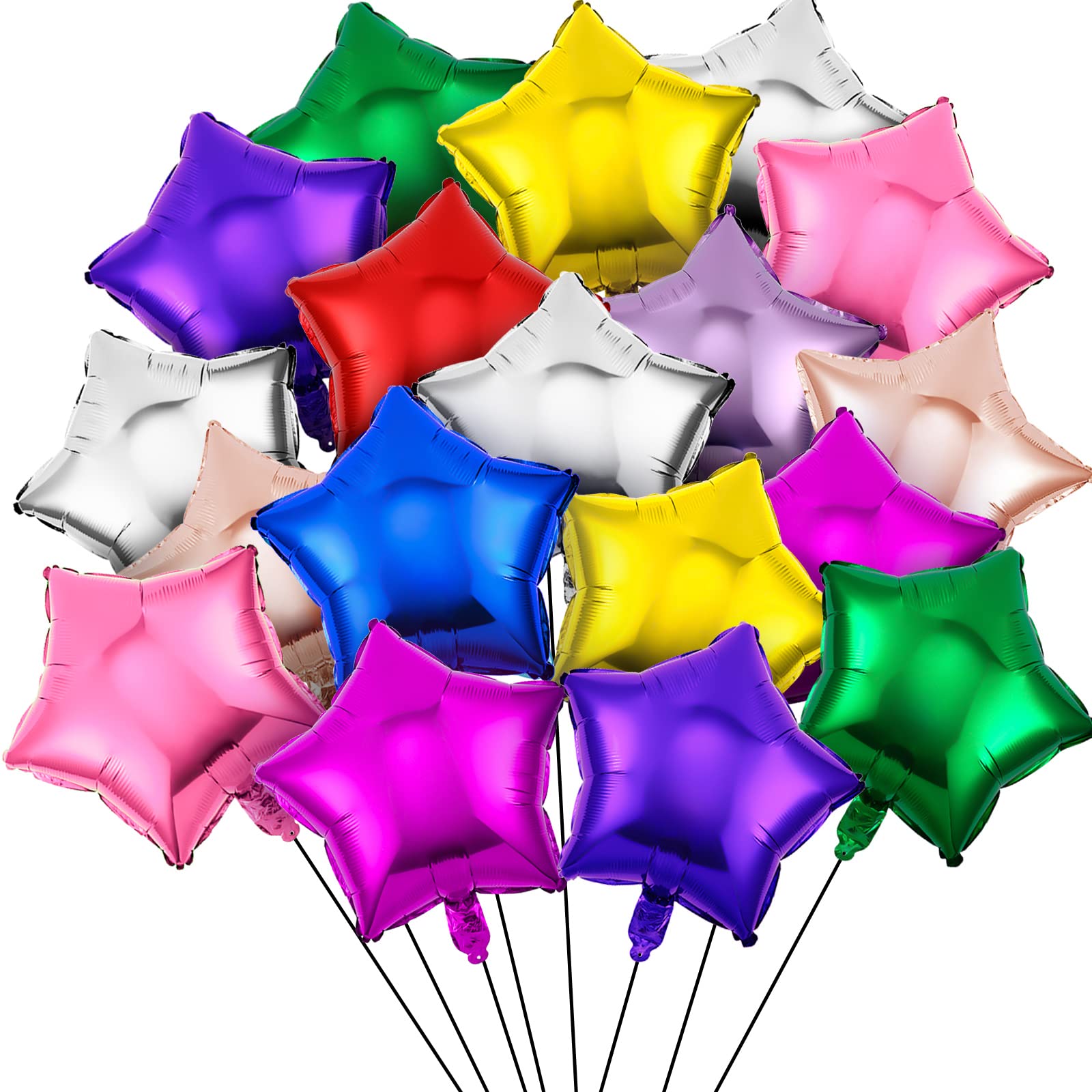 Raiten 100 Pieces 18 Inch Star Shape Foil Balloon Foil Helium Balloons Star Balloon for New Year Eve Party Birthday Wedding Decorations(Multicolor)